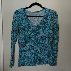 Lilly Pulitzer Teal Long Sleeve Shirt Size Medium